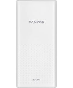 CANYON PB-2001, Power bank 20000mAh Li-poly battery, Input 5V/2A , Output 5V/2.1A(Max) , 144*69*28.5mm, 0.440Kg, white