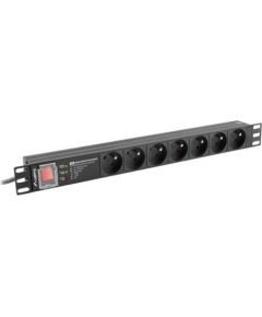 LANBERG POWER STRIP PDU RACK 19" (1U, 16A, 7X 230V PL, 2m)