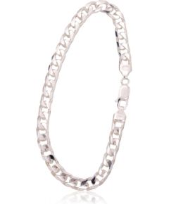 Серебряная цепочка Картье 6 мм, алмазная обработка граней #2400146-bracelet, Серебро 925°, длина: 23 см, 17.5 гр.