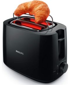 Philips Daily Collection Toaster HD2583/90, Plastic, 2-slot, bun warmer, sandwich rack, black / HD2583/90
