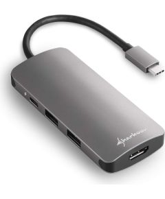 Sharkoon USB 3.0 Type C Multiport Adapter - USB-C, HDMI, MicroSD, SD - dark grey