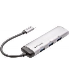 Verbatim USB-C multiport hub 4xUSB 3.2 silver