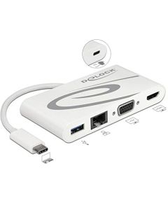 DeLOCK Dockingstation USB C 3.1 > HDMI 4K + VGA + LAN + USB, Adapter