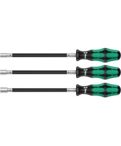 Wera 391/3 hose clamp screwdriver set (black/green, 3 pieces, with flexible shaft)