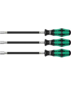 Wera 391/3 hose clamp screwdriver set (black/green, 3 pieces, with flexible shaft)