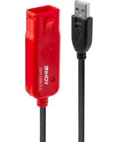 Lindy USB 2.0 Active Extension Cable Pro (black/red, 12 meters)