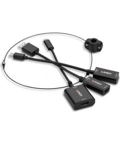 Lindy converter set USB-C + MiniDP + DP > HDMI 18Gbit/s (black, 3-part set on ring)