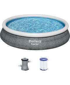 Bestway Fast Set above ground pool set, ? 457cm x 84cm, swimming pool (slate, with filter pump)