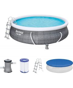 Bestway Fast Set above ground pool set, ? 457cm x 107cm, swimming pool (grey, with filter pump)