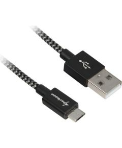 Sharkoon USB 2.0 A-B black / grey 1.0m - Aluminum + Braid