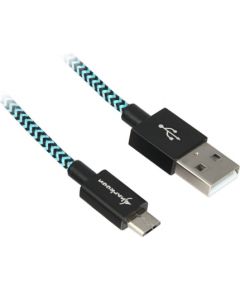 Sharkoon USB 2.0 A-B black / blue 2.0m - Aluminum + Braid