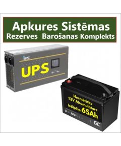 Rezerves Elektropadeves Komplekts Apkures Sistēmai 300W + 12V 65Ah akumulators ar LCD displeju