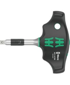 Wera 411 A RA T-handle adapter screwdriver with ratchet function (black/green, 1/4" with ball lock)