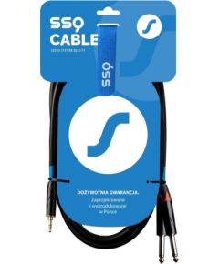 SSQ MIJM1 SS-1813 Cable Jack Stereo 3,5 mm - 2x Jack Mono 6,3 mm 1 m Black Dažādi vadi