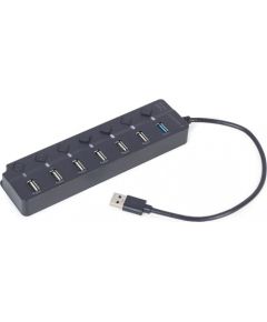 Gembird UHB-U3P1U2P6P-01 7-port USB hub (1 x USB 3.1 + 6 x USB 2.0) with switches, black