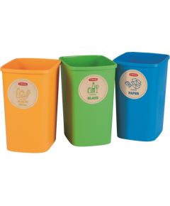 Curver Atkritumu spainu bez vāka komplekts Deco Flip Bin 3x10L zils/zaļš/dzeltens