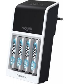 Ansmann Comfort Plus + 4x AA 2100mAh, charger (incl. 4x AA 2100 mAh batteries)