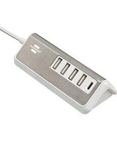 Brennenstuhl Estilo USB multi-charger (white/stainless steel, 5x USB, PD 20 Watt)