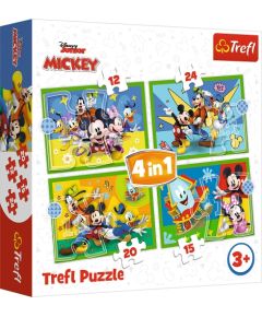 Hasbro TREFL MICKEY MOUSE Pužļu komplekts 4in1, 12+15+20+24 gab.