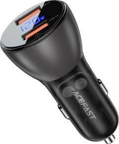 Car Charger Acefast B7, 45W, 2x USB, with display (black)