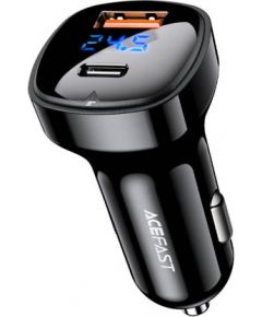 Car Charger Acefast B4, 66W, USB-C + USB, with display (black)