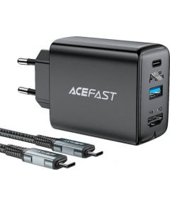 Wall Charger Acefast A17, 65W GaN + kabel USB-C (black)