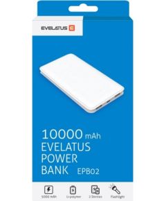 Evelatus  
       Universal  
       Power Bank EPB02 10000mAh 
     White