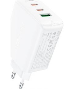 Acefast A41 wall charger, 2x USB-C + USB, GaN 65W (white)