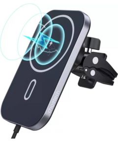 Choetech T200-F Car Phone Holder + Charger MagSafe Black Auto turētājs bezvadu lādētājs