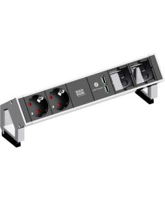 Bachmann DESK 2 2AC outlet(s) 0.2m Black,Stainless steel