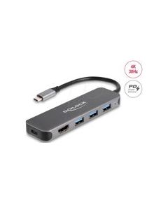 DeLOCK 3P USB Hub+4K HDMI+USB-C+PD 85W - 64171 USB / Type-C Hub