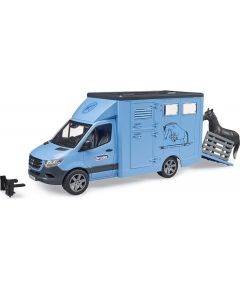 Bruder MB Sprinter animal transporter with horse, model vehicle (blue)