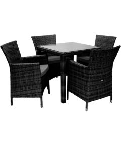Садовая мебель WICKER стол и 4 стула, чёрный