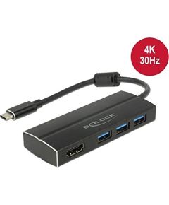 DeLOCK Adapter USB C 3.1 > 3x USB 3.0 A Hub + HDMI 4K