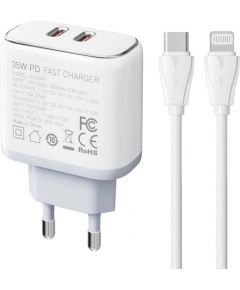 Wall charger LDNIO A2528C 2USB-C 35W + USB-C - Lightning cable