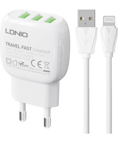 Wall charger LDNIO A3315 3USB + Lightning cable