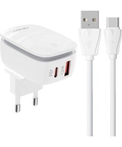 Wall charger  LDNIO A2425C USB, USB-C + USB-C cable