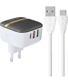 Wall charger LDNIO A3513Q 2USB, USB-C 32W + MicroUSB cable