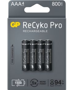 4x rechargeable batteries AAA / R03 GP ReCyko Pro Ni-MH 800mAh