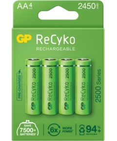 4x rechargeable batteries AA / R6 GP ReCyko 2500 Series Ni-MH 2450mAh