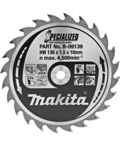 Griešanas disks Makita B-09139; 136x10 mm; Z24; 20°