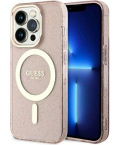 Guess  
       -  
       iPhone 14 Pro 6.1 hardcase Glitter Gold MagSafe 
     Pink