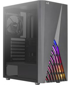 Aerocool DELTABKV1 ATX PC Case RGB Front Full Side Window 12cm Fan Black