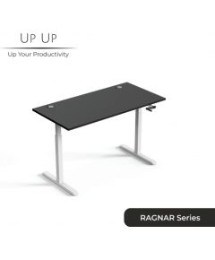 Up Up Ragnar Adjustable Height Table White frame, Table top Black L