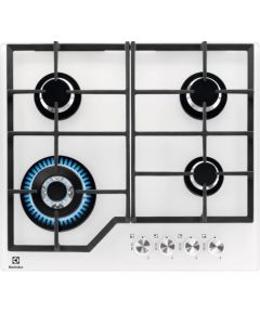 Electrolux KGG64362W gāzes plīts virsma, uz stikla, 60cm, balta