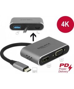 DeLOCK USB-C adapter> HDMI / VGA with USB 3.0 + PD 64074