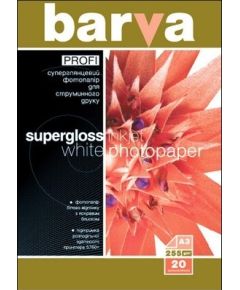 Photo paper Barva Profi Super Glossy, 255 g/m², A3, 20 sheets
