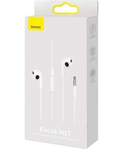 Baseus Earphone Encok H17 in-ear wired earphone with 3.5mm jack wired headphones White (NGCR020002)