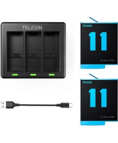 Telesin 3-slot charger + 2 batteries for GoPro Hero 11 / Hero 10 / Hero 9