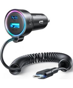 Joyroom  
 
       Fast car charger 3 in 1 with USB Type C cable 1.5m 55W 
     Black